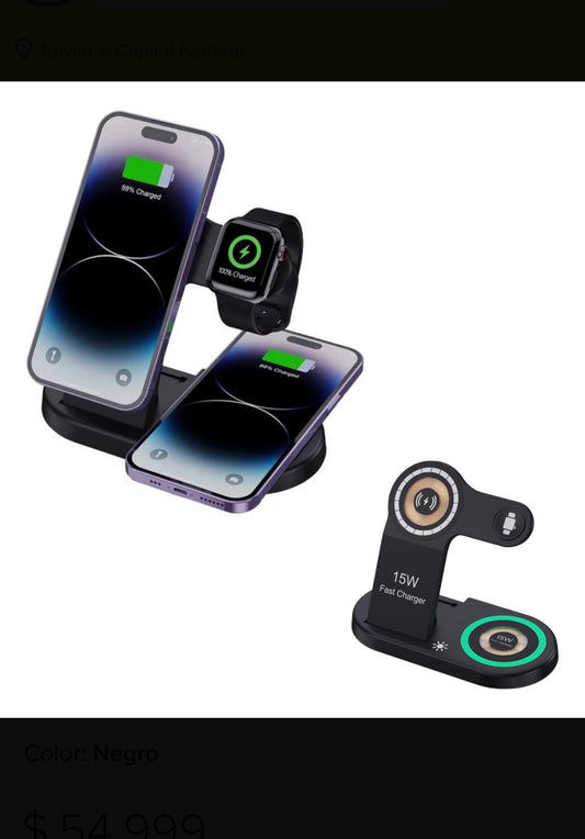 Cargador Inalambrico 3 en 1 - Energía Total para tus Dispositivos